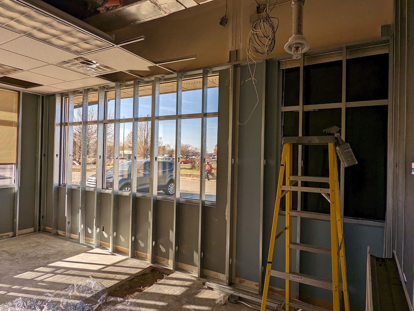 Window film installation on a commercial construction project in the Omaha area