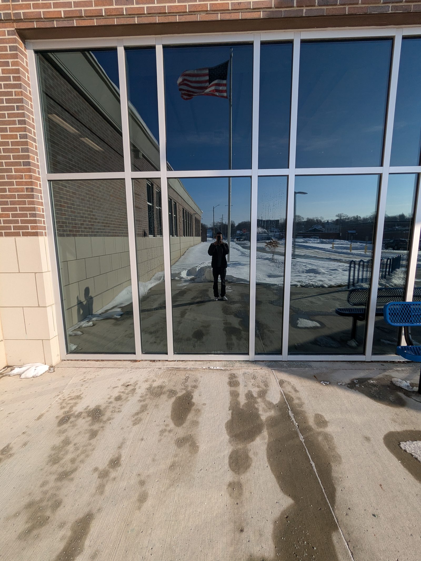 Glass entrance wall from outside